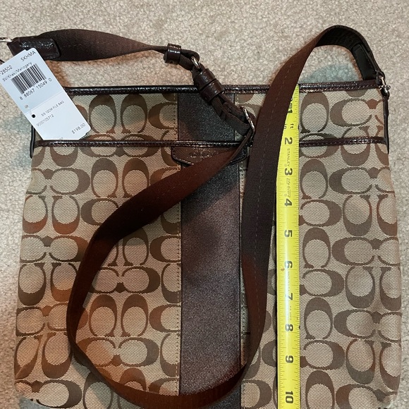Coach MWT signature crossbody bag khaki with mahogany leather file bag - Picture 2 of 7